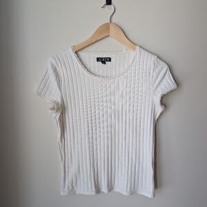 J. Crew Pointelle Tee in Off-White